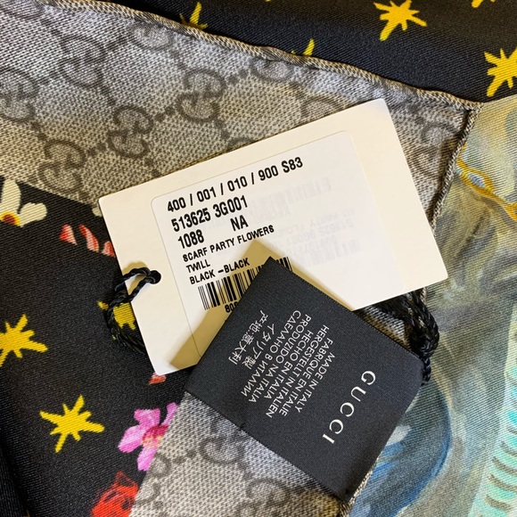 NWT Gucci Scarf Silk Dogs&Vase Print - Picture 5 of 8